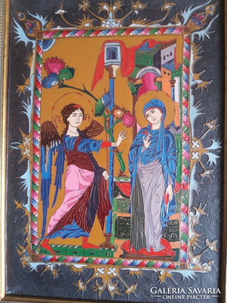 Fire enamel image--annunciation! / Angel's greeting/ russian enamel /
