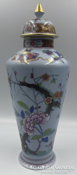 Old Herend shanghai patterned vase with lid