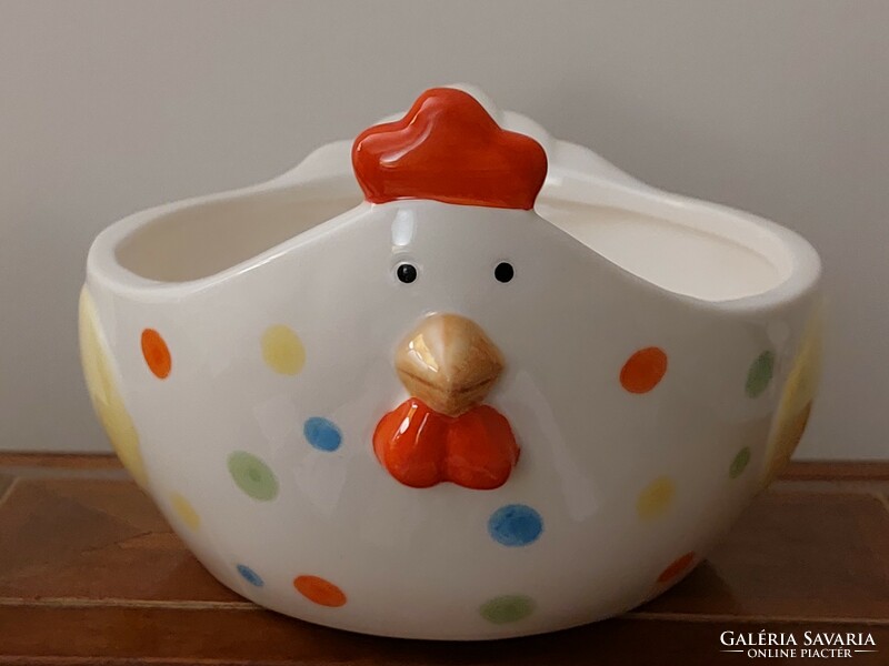 Easter polka dot chicken-shaped bowl, ceramic basket, egg holder