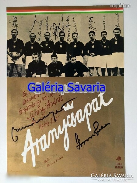 Aranycsapat filmplakát 1982-ből dedikált Grosics Gyula, Buzánszky Jenő futball foci