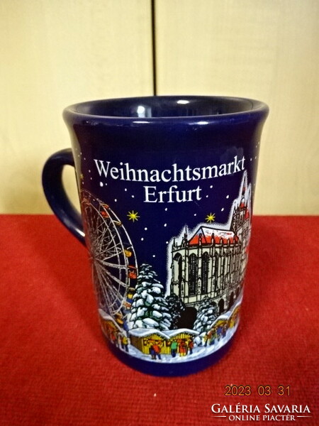 German glazed ceramic Christmas glass with Erfurt inscription. Jokai.