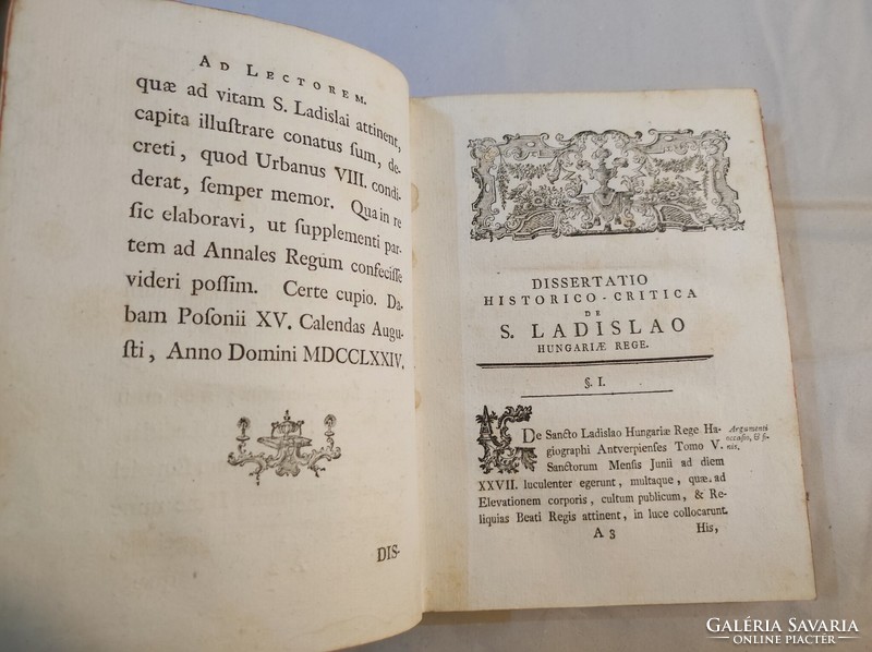 PRAY [GYÖRGY] GEORGIO: (Szent László Király) Disszertatio Historico-Critica de Santo Ladislao.1774..