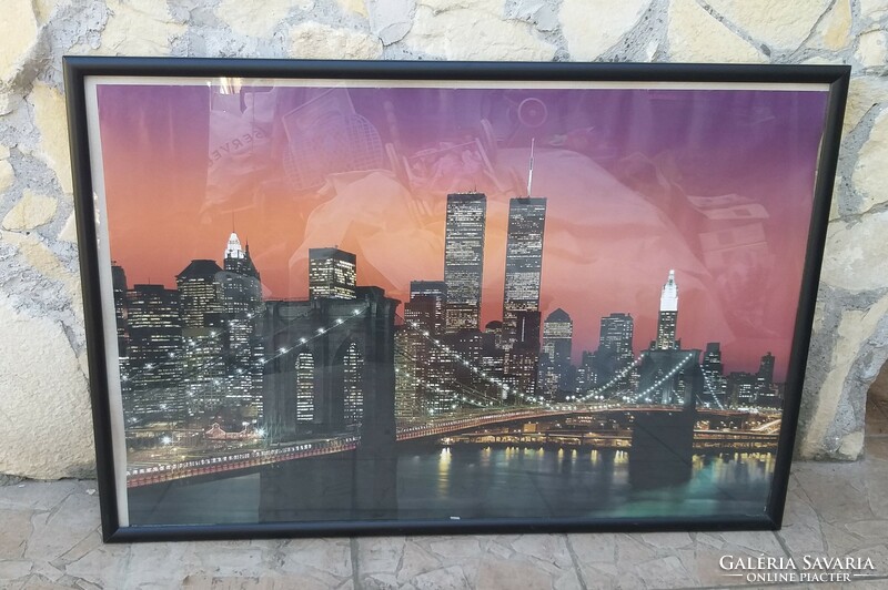 New York picture in glazed wooden frame 97 cm x 66 cm