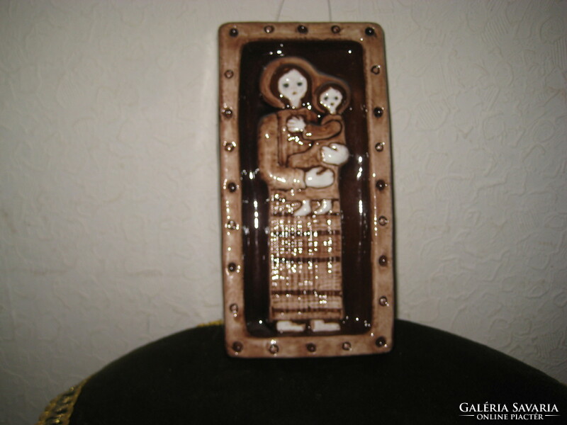 Religious themed wall ceramic picture marked 9 x 18 x 3 cm