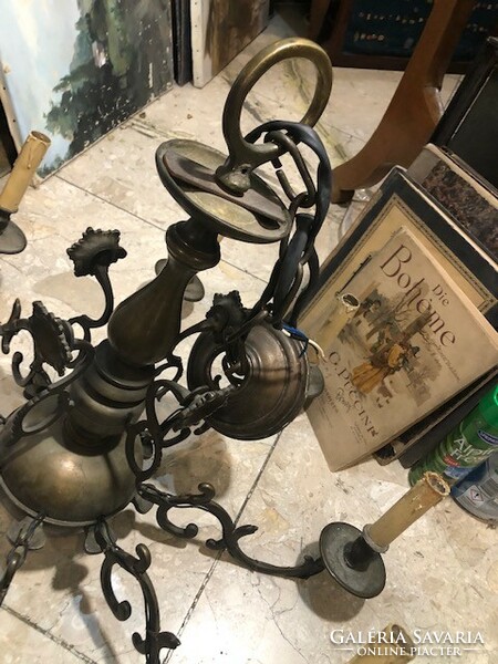 Art Nouveau bronze chandelier, redrawn, size 80 x 80 cm.