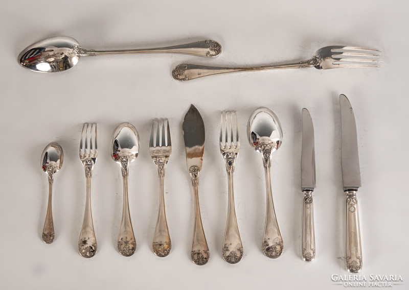 Silver French 18-person cutlery set - with goldsmith mark Charles Forgelot (fm43)