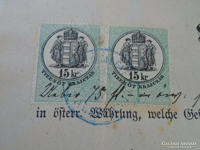 Za427.12 Old document - receipt - quittung - zeiden - black heap - 1879 - 75 frt duty stamps