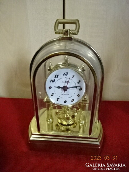 Quartz table clock, gold-plated, height 18 cm. Jokai.
