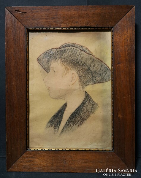 Női portré - ceruzarajz - arc profilból