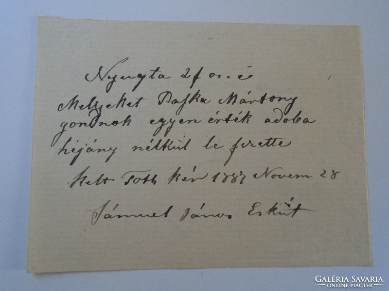 Za425.7 Old document for lake - 1887 receipt 2 frt - márton dajka - jános sámuel