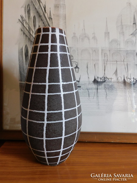 Mid century Veb Haldensleben kockás váza - 23 cm