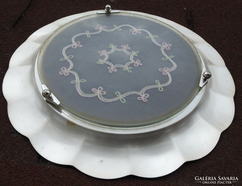 Silver-plated copper centerpiece with handwork - glass insert