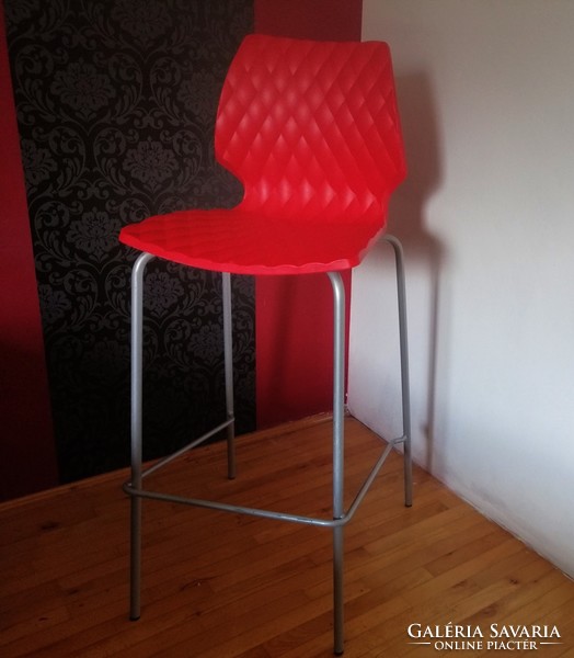 Francesco geraci 'uni' red designer bar stool, metalmobile italy 2002