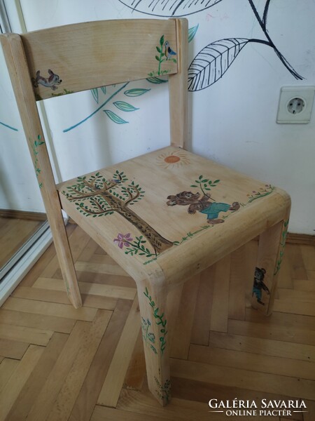 Kézzel festett tömör nyírfa gyerek szék