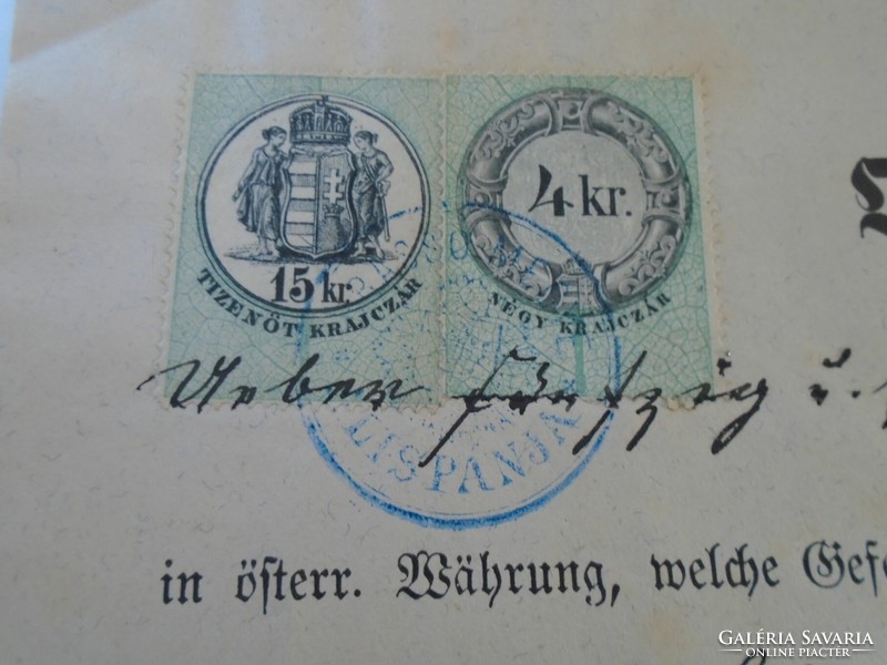 Za427.9 Old document - receipt - quittung - zeiden - black pile - 1879 - 51 frt 25 kr duty stamps