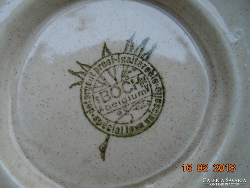Antique boch floral sauce earthenware bowl with saucer