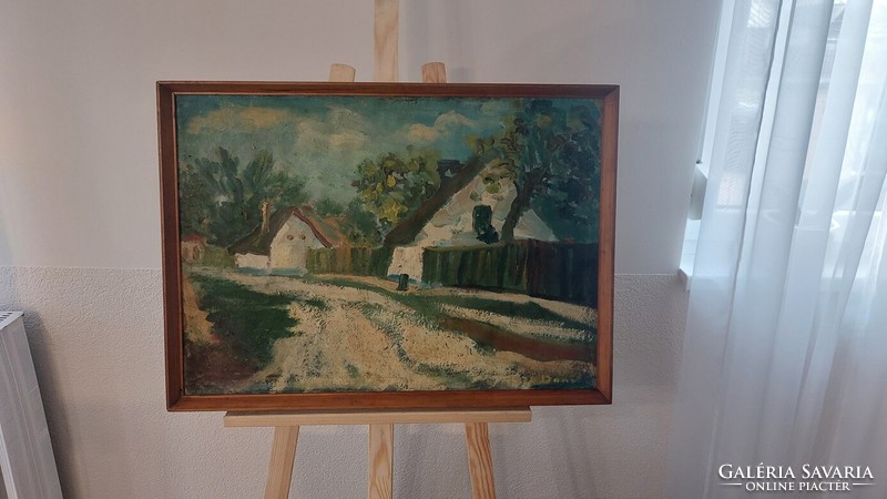 (K) signed landscape painting 72x53 cm with frame