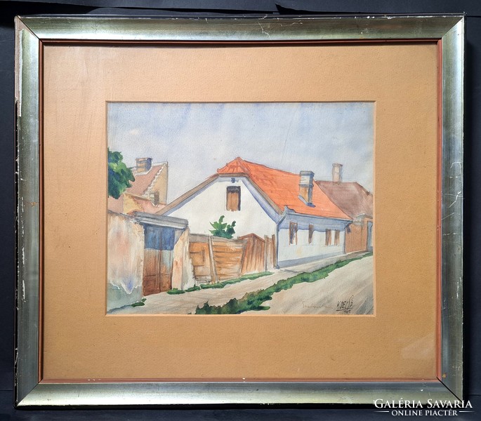 Szabadka - K. Dezső, 1943 - akvarell - Szerbia, utcakép