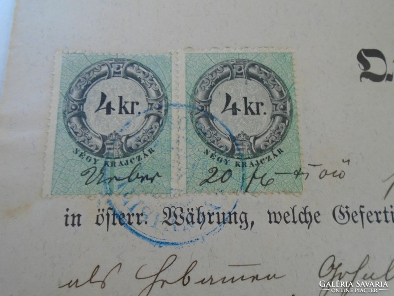 Za427.18 Old document - receipt - quittung - zeiden - black heap - 1879 - 20 frt duty stamps