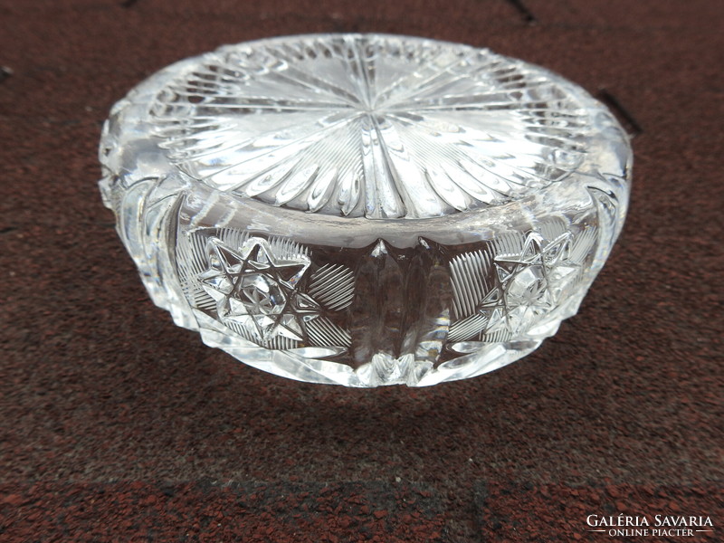 Heavy thick polished glass crystal large ashtray