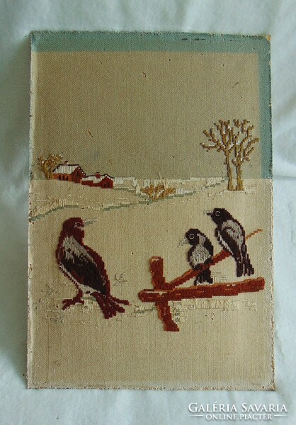 Bird needlework picture defective 60 x 42 cm