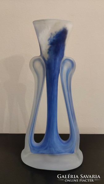 Savmaratott művész üveg váza art deco stílusban