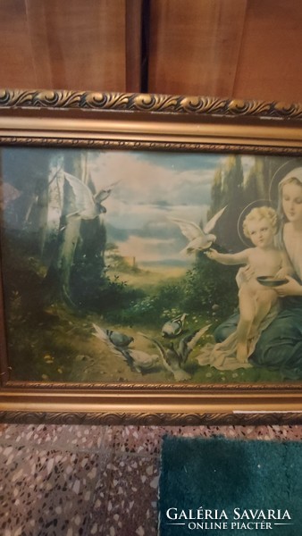 Szűz Mária olajfestmény lenyomat szép blondel keretben