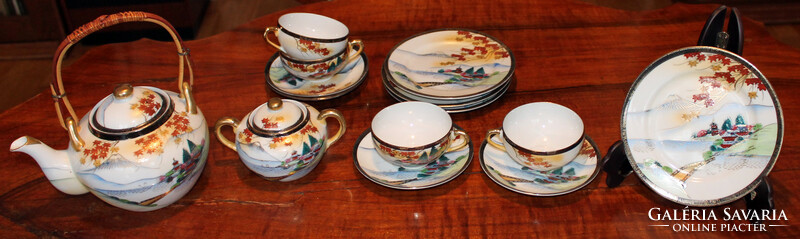Japán porcelán tea kávé sütemény készlet 4 személy különleges kézi festés tojáshéj