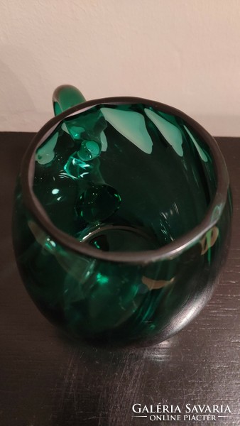 Smaragd zöld, csavart mintás üveg bögre