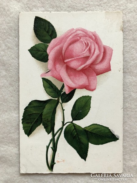 Antik virágos képeslap