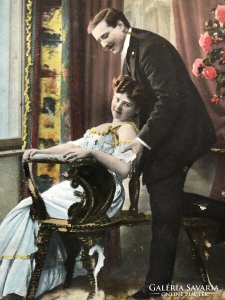 Antik, régi romantikus képeslap  - 1910               -3.