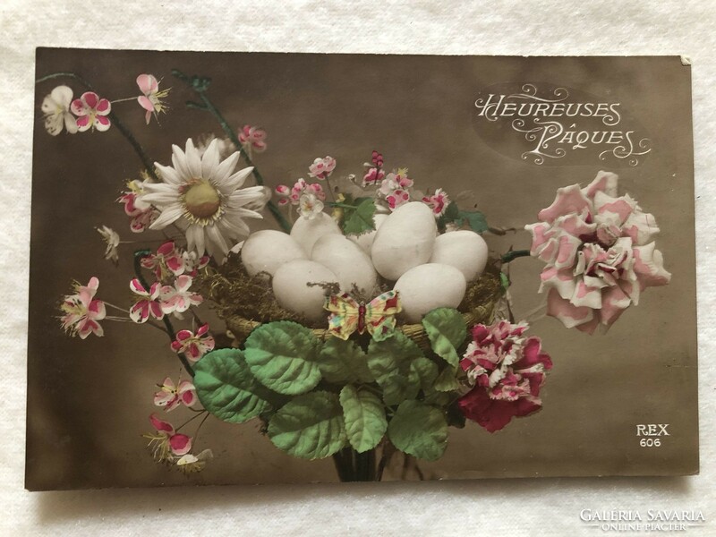 Antik, színezett Húsvéti képeslap                 -2.