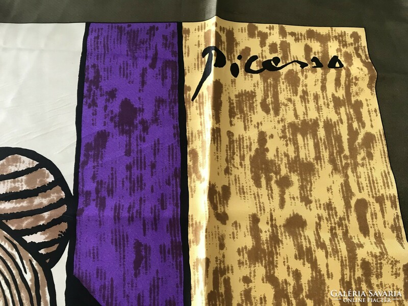 Picasso festményes kendő, gyűjteményes darab, 87 x 87 cm