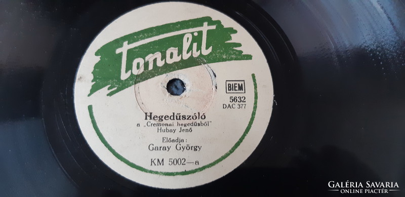 GARAY GYÖRGY HEGEDÜL    SELLAK GRAMOFON LEMEZ  78 - AS  RPM