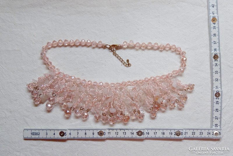 Beautifully laced rose quartz necklaces with 110 polished minerals,