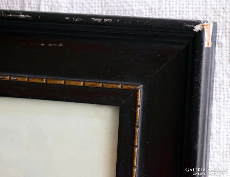 Picture frame with old print 27.5 x 33 cm, of which the frame thickness is 5 cm