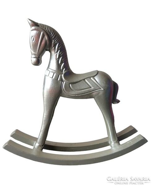 "Silver" wooden rocking horse for decoration