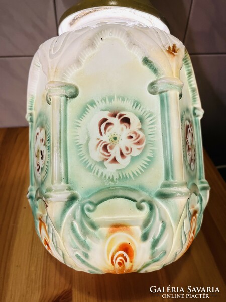 Art Nouveau hand-painted glass shade