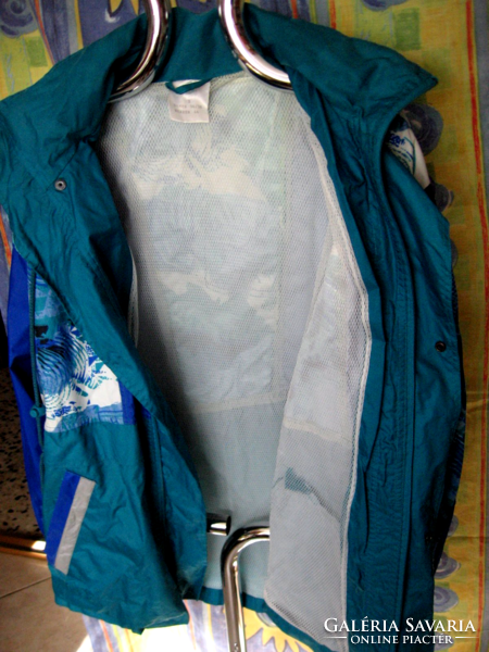 Retro windbreaker with cheerful men's jacket in bright blue colors