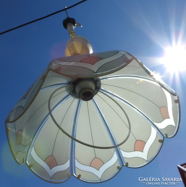 Vintage festett üveglapos csillár - függő lámpa