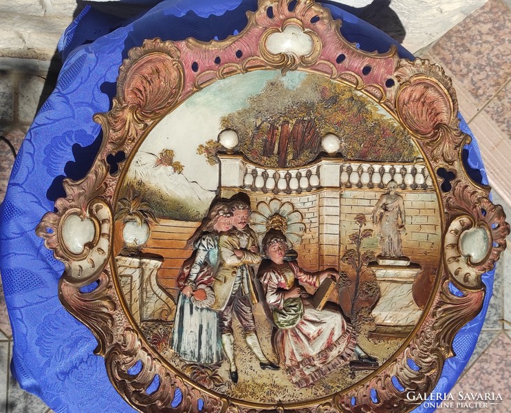 Hatalmas Gyönyörű különleges antik Terrakotta-keràmia óriási falitàl.1800-as évek,53 cm.