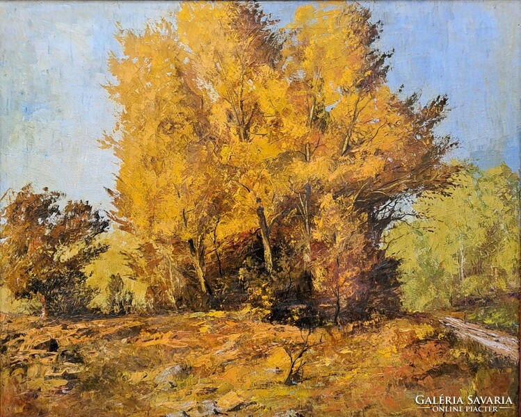 Vilmos Podolýák (1943-): forest fragment, 64x77 cm.