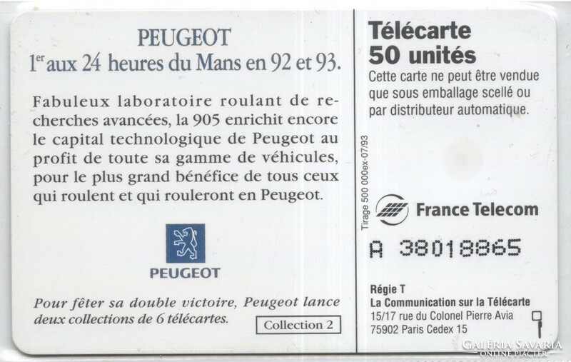 Külföldi telefonkártya 0502  Francia    1993