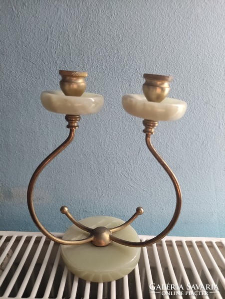 Onyx brass candle holder.