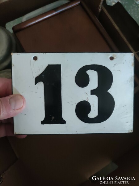 Old enameled house number plate