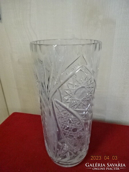 Csiszolt üveg váza, magassága 24 cm. Jókai.