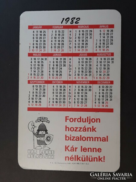Old card calendar 1982 - with life insurance inscription - retro calendar