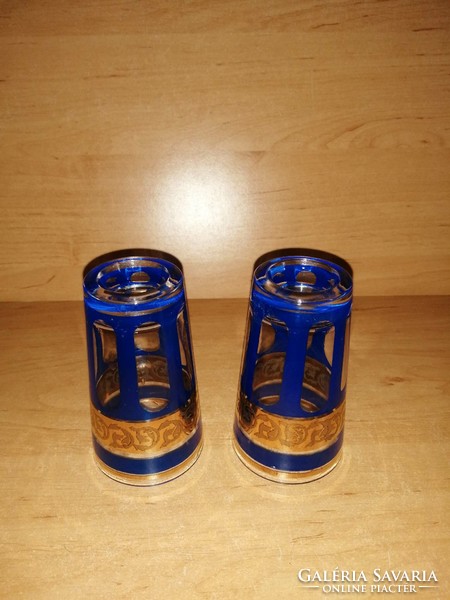 Pair of blue gold-decorated glass glasses (0-3)