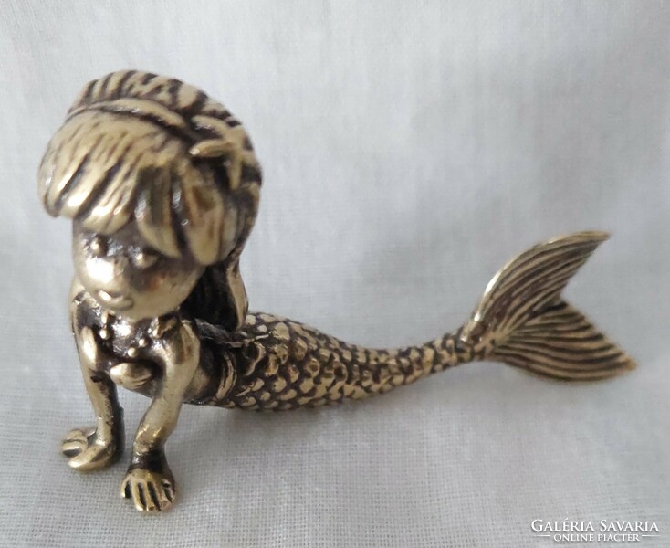 Miniature brass mermaid figure