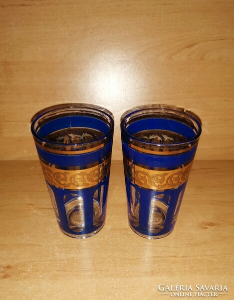 Kék arany díszítésű üveg pohár párban (0-3)